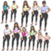 Vlieg Meisje Dame In Jeans En Tee Shirts Sticker S (Voorkant)