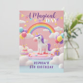 Vlieg met eenhoorn - Verjaardagsfeest Kaart (Staand voorkant)