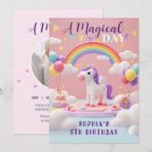 Vlieg met eenhoorn - Verjaardagsfeest Kaart (Voorkant / Achterkant)