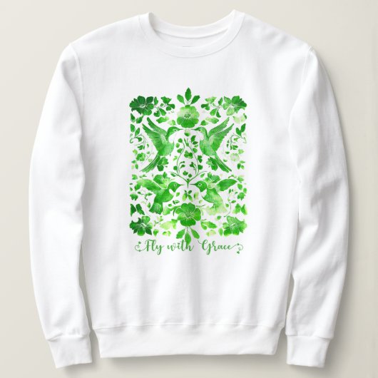 Vlieg met Grace Inspirerend MintGreen Bird Lincut Trui (Design voorkant)