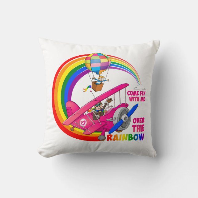 Vlieg met me me over de regenboog. kussen (Voorkant)