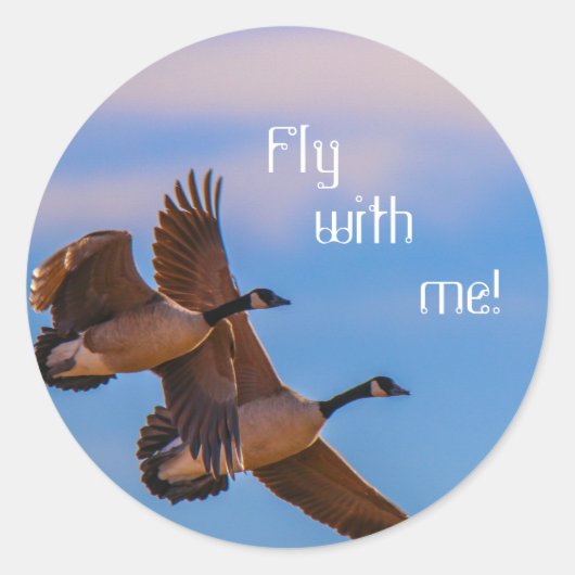 vlieg met mij! ronde sticker (Voorkant)