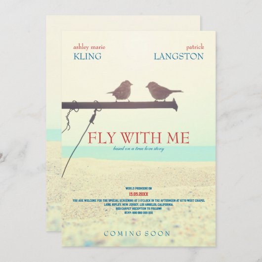 Vlieg met mij - Weddenschap Kaart (Voorkant / Achterkant)