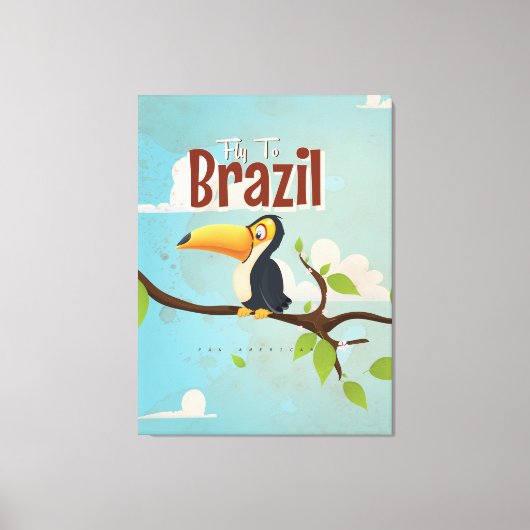  vlieg naar Brazilië Toucan Travel Poster Canvas Afdruk (Voorkant)