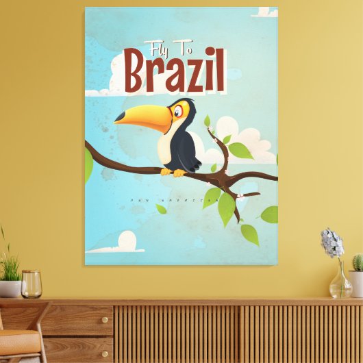  vlieg naar Brazilië Toucan Travel Poster Canvas Afdruk (Insitu (Woonkamer))