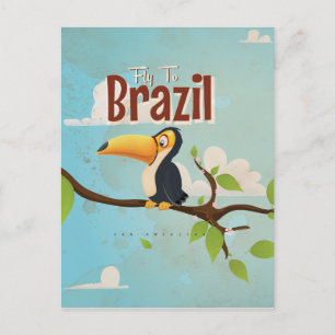 Vlieg naar Brazilië vintage vakantieposter Briefkaart