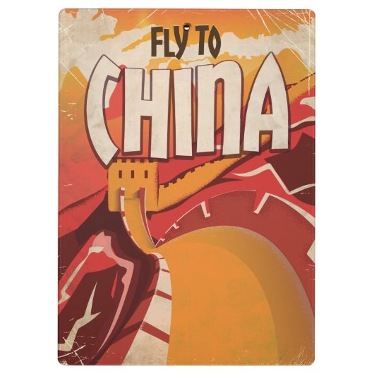 Vlieg naar China vintage reisposter Klembord (Achterkant)