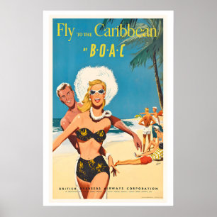 Vlieg naar de Caraïben Vintage Reisposter Poster