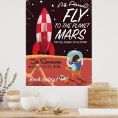 Vlieg naar de planeet Mars! Vintage reisposter Poster (Keuken)