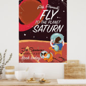 Vlieg naar de planeet Saturnus vintage poster (Keuken)