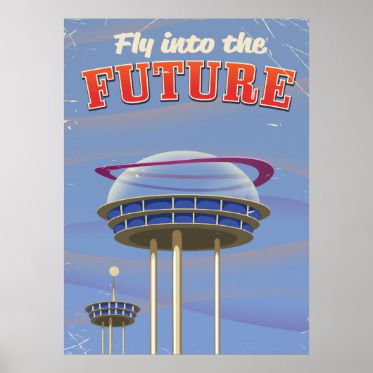 Vlieg naar de Toekomst vintage sciencefictionposte Poster (Voorkant)