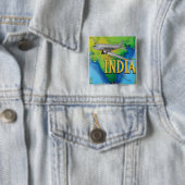 Vlieg naar India Vierkante Button 5,1 Cm (In situ)