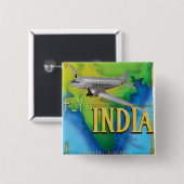 Vlieg naar India Vierkante Button 5,1 Cm (Voorkant /achterkant)