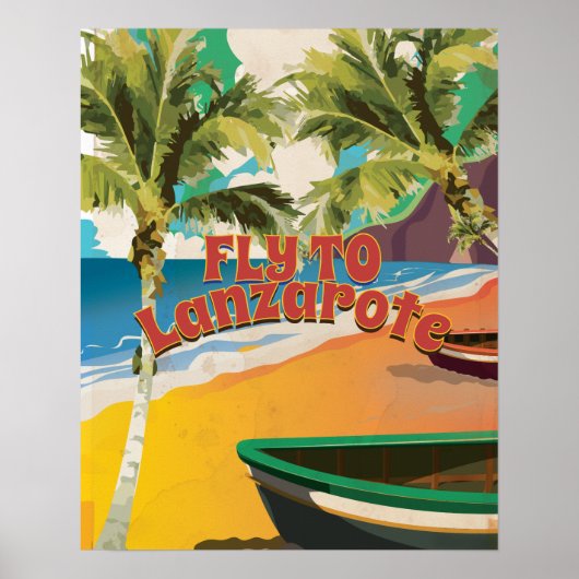 Vlieg naar Lanzarote Vintage Poster (Voorkant)
