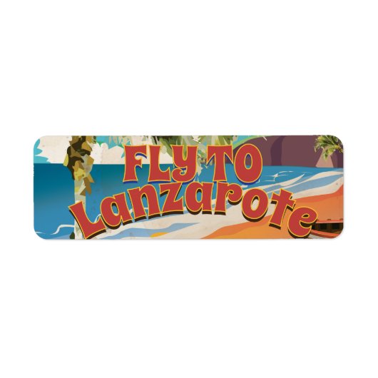 Vlieg naar Lanzarote Vintage Poster Etiket (Voorkant)