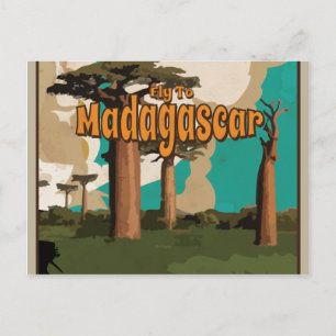 Vlieg naar Madagaskar Vintage Vakantieposter Briefkaart