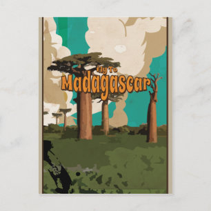 Vlieg naar Madagaskar Vintage Vakantieposter Briefkaart