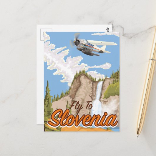 Vlieg naar Slovenië Briefkaart (Voorkant / Achterkant in situ)