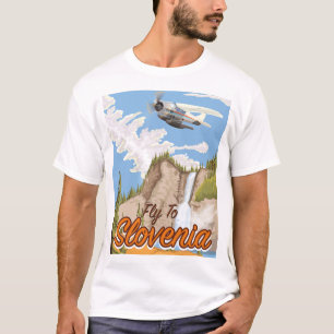 Vlieg naar Slovenië Houten Muur Kunst Boodschappen T-shirt