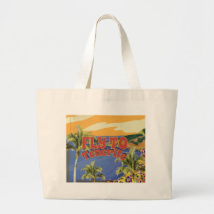 Vlieg naar Tenerife Vintage Reisposter Grote Tote Bag
