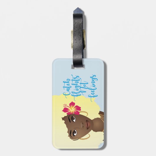 Vlieg niet gevierd als zwarte damesklankkerhaar bagagelabel (Achterkant verticaal)