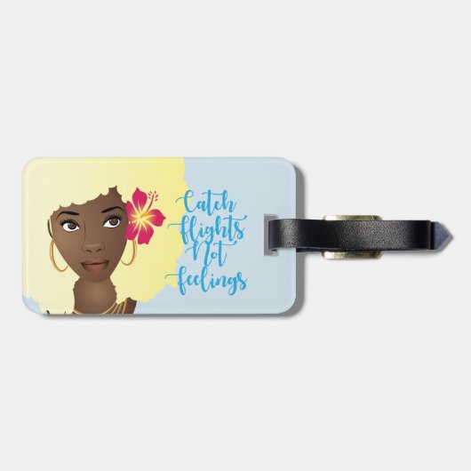 Vlieg niet gevierd als zwarte damesklankkerhaar bagagelabel (Achterkant horizontaal)