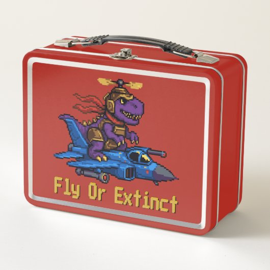 Vlieg Of Uitgestorven Pixel Art Dinosaur Pilot Fig (Voorkant)