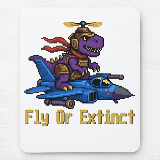 Vlieg Of Uitgestorven Pixel Art Dinosaur Pilot Fig Muismat (Voorkant)