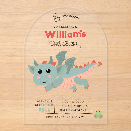 Vlieg op over Dragon Boy Kids verjaardagsfeestje Acryl Uitnodigingen