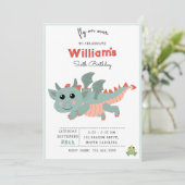 Vlieg op over Dragon Boy Kids verjaardagsfeestje Kaart (Staand voorkant)