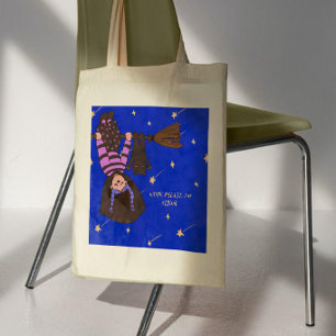 Vlieg over lieve heks Halloween Tote Bag