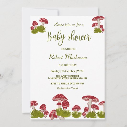 Vlieg Paddenstoelen Goblincore Groen Baby Shower U Kaart (Voorkant)