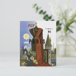 Vlieg Parijs Frankrijk Vintage Travel Poster