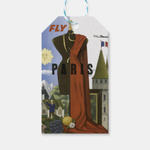 Vlieg Parijs Frankrijk Vintage Travel Poster Cadeaulabel
