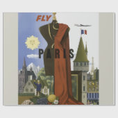 Vlieg Parijs Frankrijk Vintage Travel Poster Cadeaupapier (Vlak)