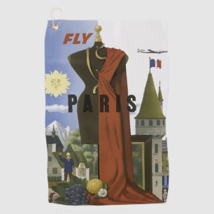 Vlieg Parijs Frankrijk Vintage Travel Poster Golfhanddoek