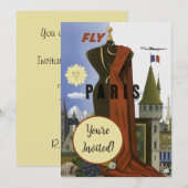Vlieg Parijs Frankrijk Vintage Travel Poster Kaart (Voorkant / Achterkant)