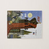 Vlieg Parijs Frankrijk Vintage Travel Poster Legpuzzel (Horizontaal)
