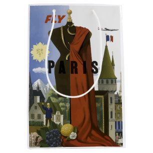 Vlieg Parijs Frankrijk Vintage Travel Poster Medium Cadeauzakje