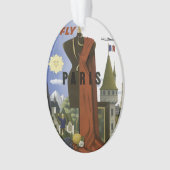 Vlieg Parijs Frankrijk Vintage Travel Poster Ornament (voorkant)
