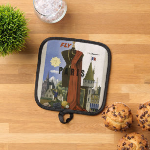 Vlieg Parijs Frankrijk Vintage Travel Poster Pannenlap