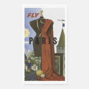 Vlieg Parijs Frankrijk Vintage Travel Poster Servet