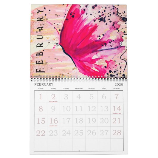 Vlieg twee paginalender (12 maanden) kalender (Feb 2026)