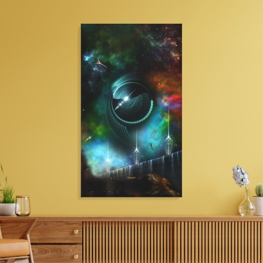 Vlieg van de Corbius Fractal Wrapped Canvas print (Insitu (Woonkamer))
