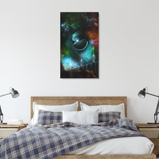 Vlieg van de Corbius Fractal Wrapped Canvas print (Insitu (Slaapkamer))