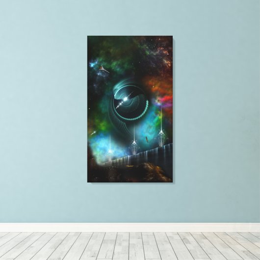Vlieg van de Corbius Fractal Wrapped Canvas print (Insitu (Houten vloer))