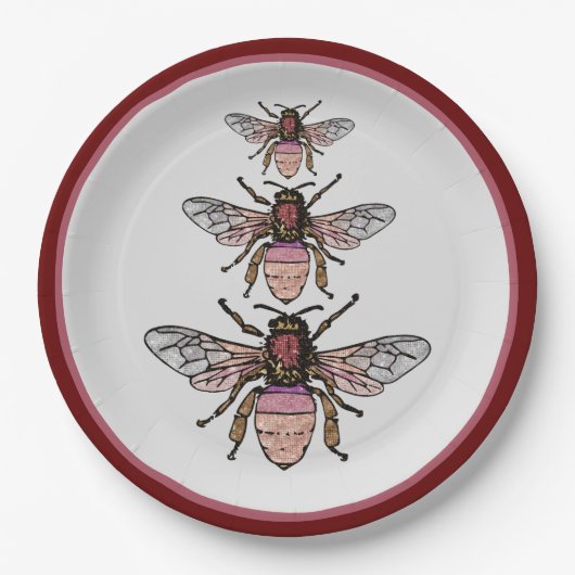Vlieg van de glitterbijen papieren bordje (Voorkant)