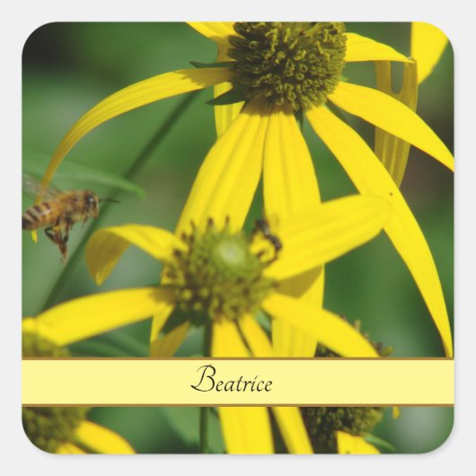 Vlieg van de honingbij vierkante sticker (Voorkant)