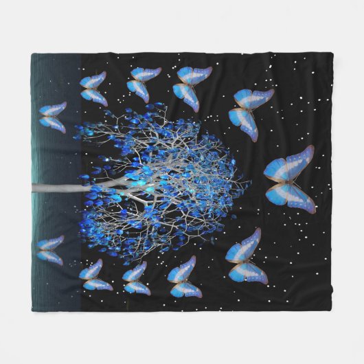 Vlieg van vlinderstang fleece deken (Voorkant (Horizontaal))