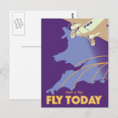 Vlieg Vandaag Vintage Stijl reisposter Briefkaart (Voorkant / Achterkant)